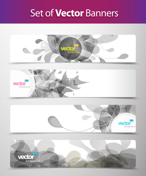 Set of abstract black and white web headers. - Vector, Image