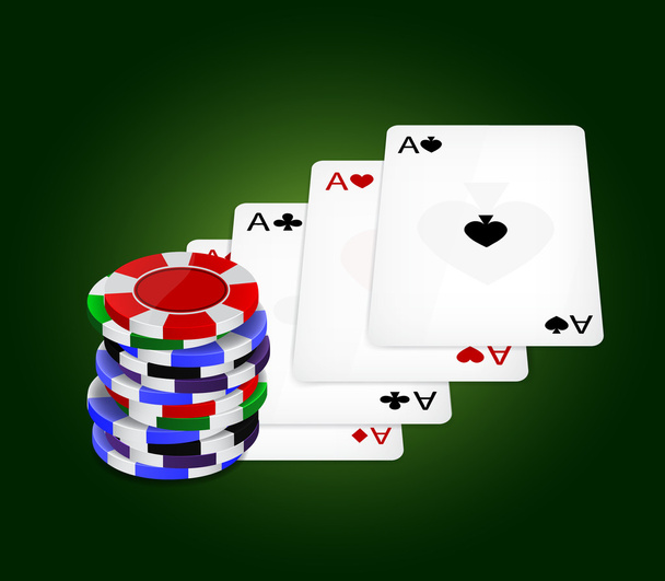 Four aces and chips - Vector, Image