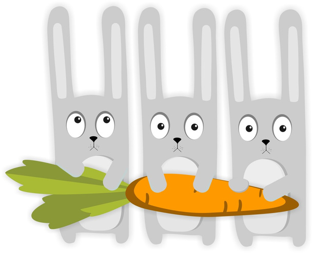 kreslený králík a mrkev - Vektor, obrázek