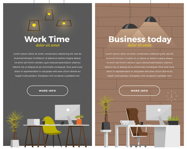 Two vertical banners with workplace. - Vector, Image