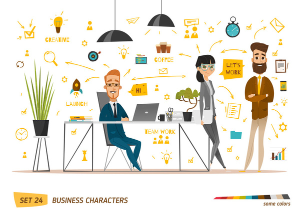 Коллекция персонажей бизнес-мультфильмов
 - Вектор,изображение