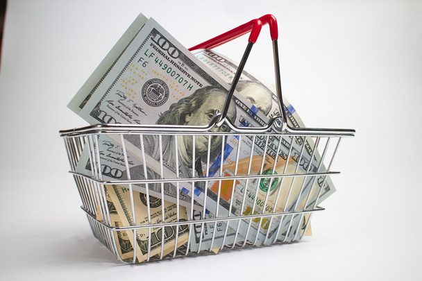 dolar ile alışveriş sepeti - Fotoğraf, Görsel