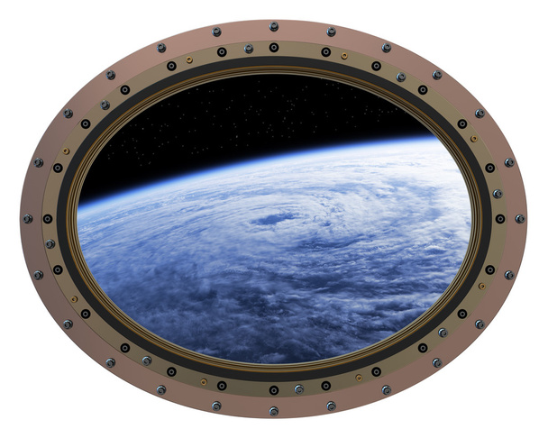 宇宙ステーション舷窓 - 写真・画像