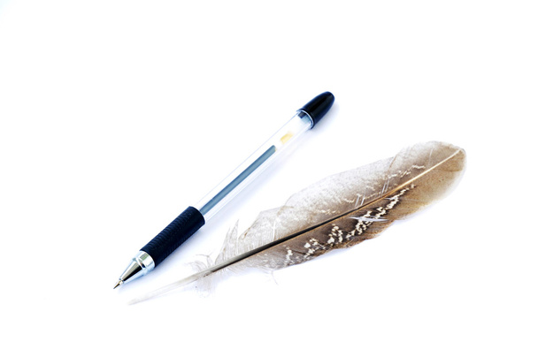 pen en veer - Foto, afbeelding