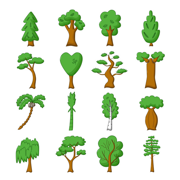 Geïsoleerde bomen set - Vector, afbeelding