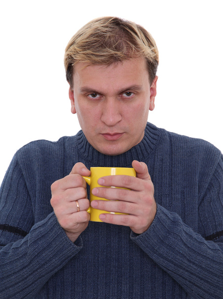 Man with cup of hot drink - Photo, Image