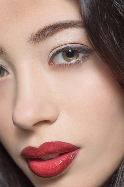 Portrait of fashion lady with dark red lips - Fotografie, Obrázek