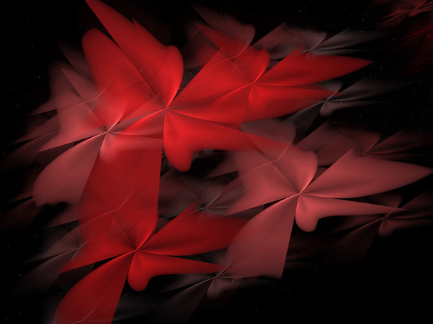 abstrakter computergenerierter Hintergrund mit roten Blumen und Blättern - Foto, Bild