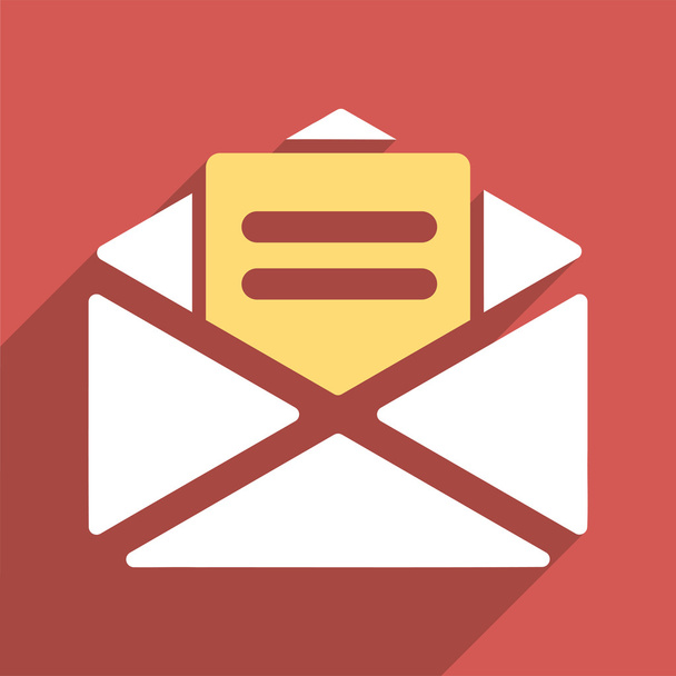 Open Mail Flat Long Shadow Square Icon - Wektor, obraz