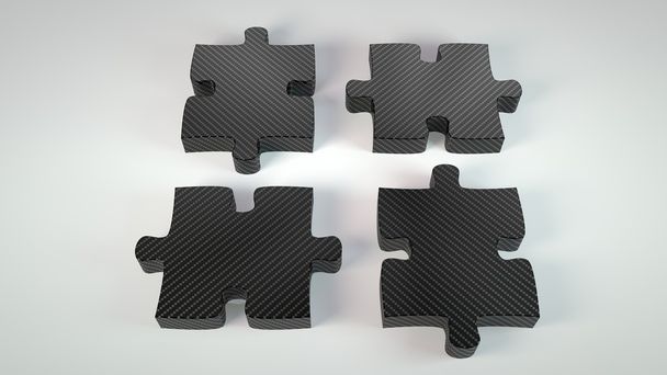 carbon material four puzzle pieces - Photo, Image