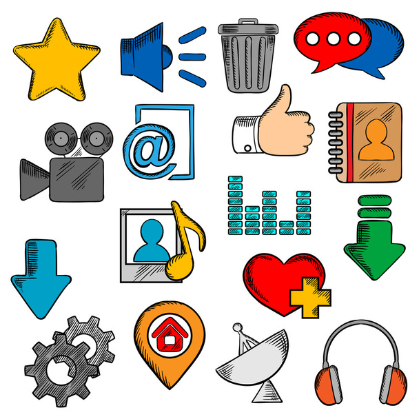 Conjunto de coloridos iconos de redes sociales e iconos web
 - Vector, imagen
