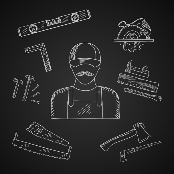Carpenter and toolbox tools icons - Διάνυσμα, εικόνα