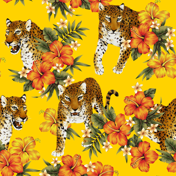 Tropical flower leopard pattern - Foto, immagini