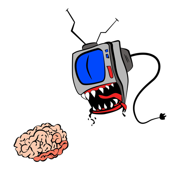TV jeść twój mózg - Wektor, obraz