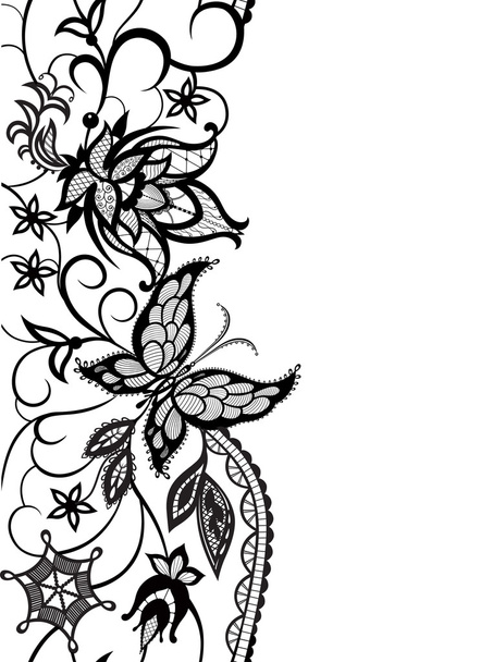 decorative flowers, leaves and butterfly - Vector, Image