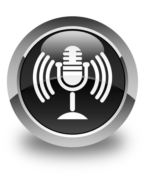 ícone de microfone brilhante botão redondo preto
 - Foto, Imagem