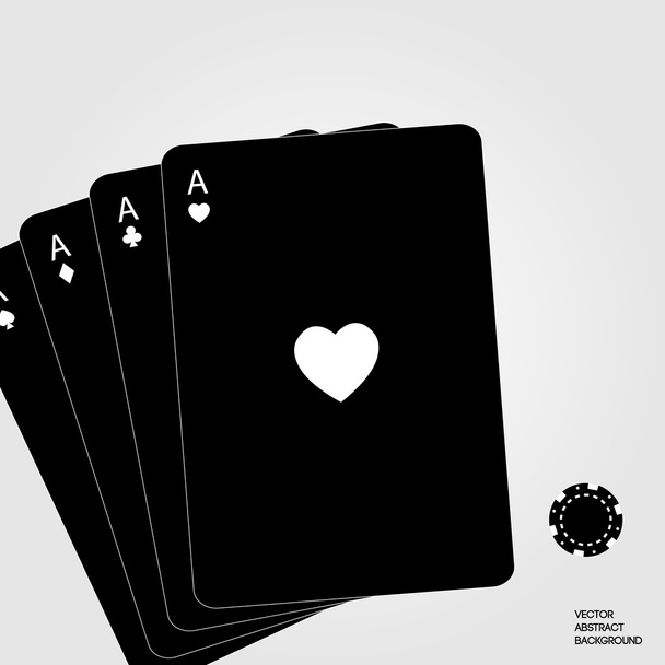 Playing cards. Casino background. Card suits. Sports game. Playing club. Silhouette cards. - Vector, Image