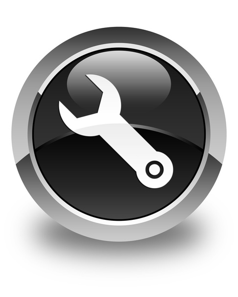Klíč na ikonu lesklý černý kulatý tlačítko - Fotografie, Obrázek