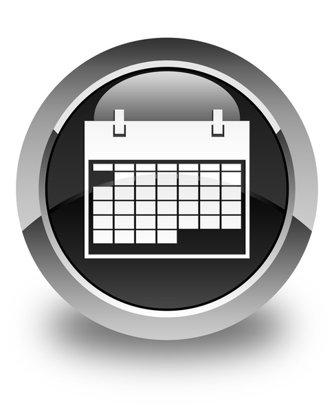 Icono del calendario negro brillante botón redondo
 - Foto, imagen