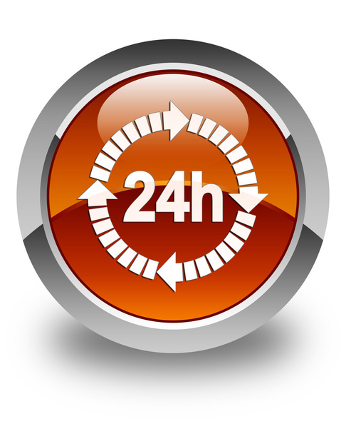 24 horas icono de entrega brillante botón redondo marrón
 - Foto, imagen