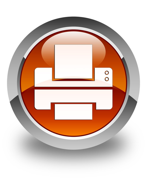 Printer icon glossy brown round button - Photo, Image