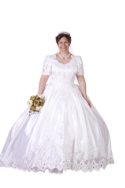 Hispanic Bride in white couture wedding dress - Foto, imagen