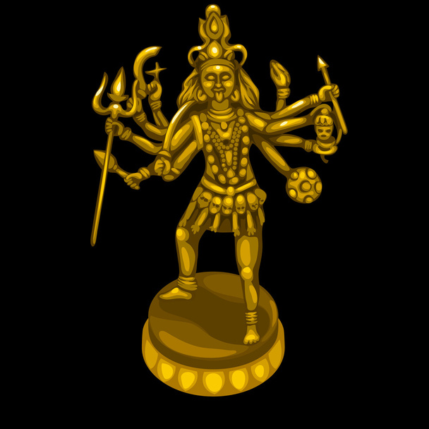 Golden statue of the deity with many hands - Vector, Image