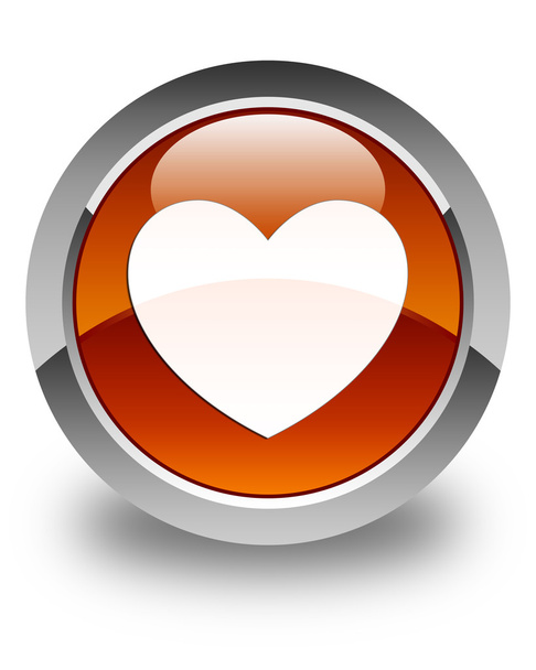 Corazón icono brillante marrón botón redondo
 - Foto, Imagen