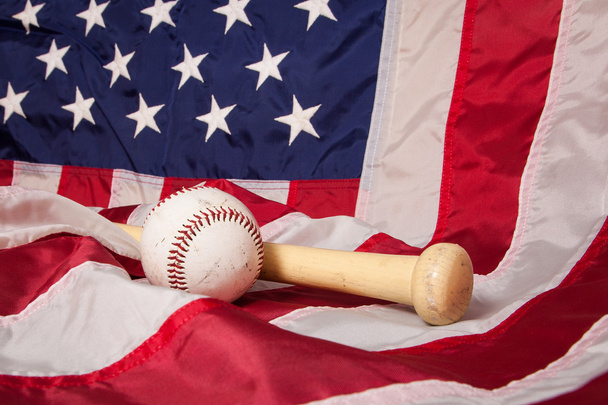 Baseball et chauve-souris sur drapeau
 - Photo, image