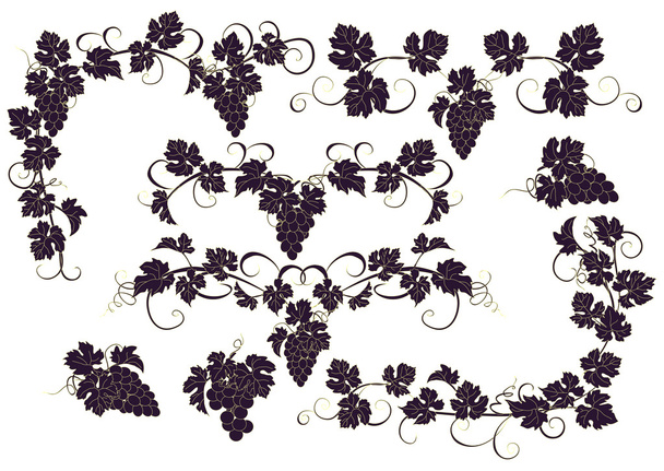 Векторные элементы дизайна в винтажном стиле с виноградной лозой
. - Вектор,изображение