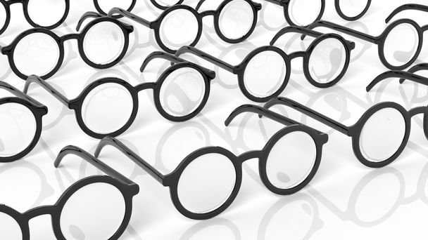 Black round-lens eyeglasses, isolated on white background. - Photo, Image