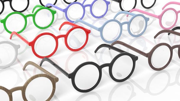 Различные цвета круглые линзы очки, изолированные на белом фоне
. - Фото, изображение