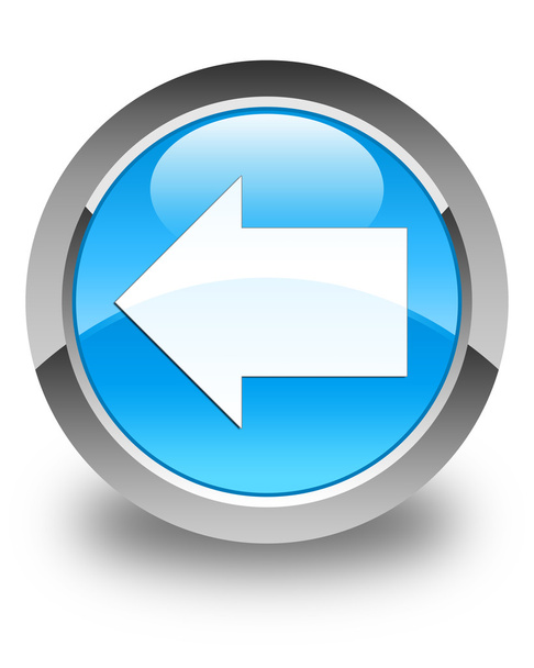 Back arrow icon glossy cyan blue round button - Foto, imagen