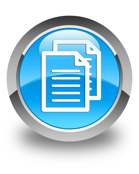 Documents icon glossy cyan blue round button - Photo, Image