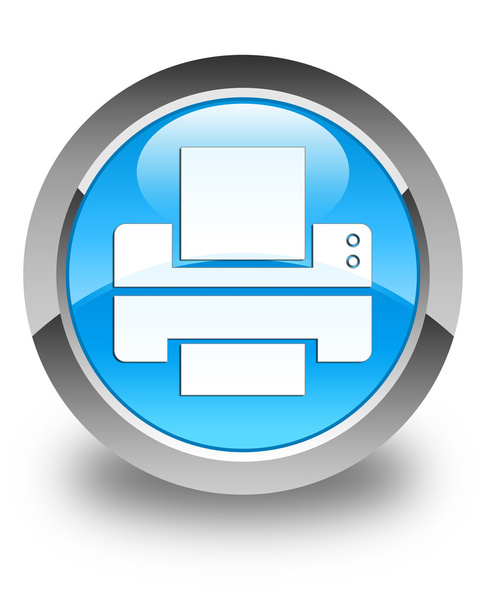 Tiskárna ikonu lesklý azurová modrá kulaté tlačítko - Fotografie, Obrázek