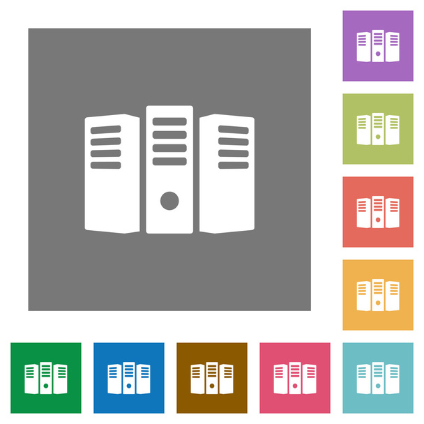 Server hosting square flat icons - Vector, Image