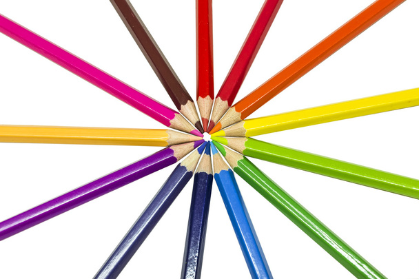 Colour pencils isolated on white background close up - Fotó, kép