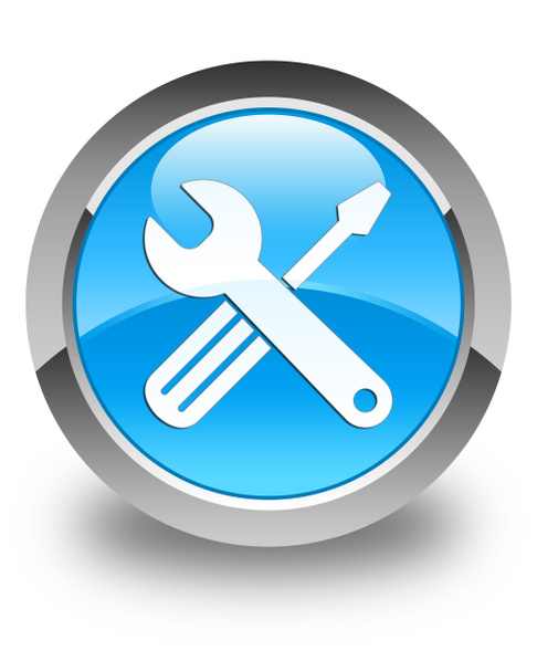 Tools icon glossy cyan blue round button - Photo, Image