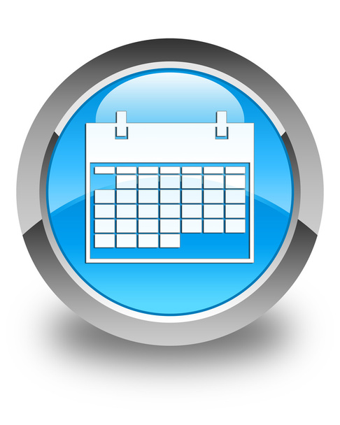 Calendar icon glossy cyan blue round button - Photo, Image