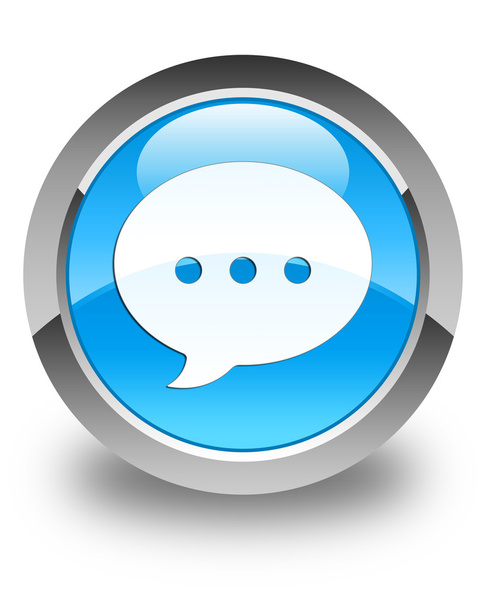 Εικονίδιο συνομιλίας γυαλιστερό μπλε κυανό στρογγυλό κουμπί - Φωτογραφία, εικόνα