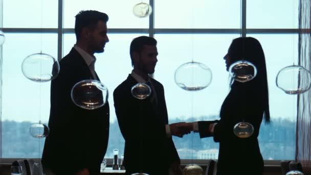 Silhouette of a meeting of businessmen - Materiał filmowy, wideo