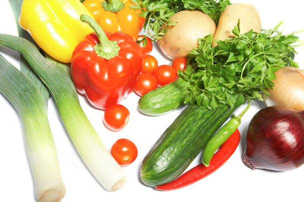 φρέσκα λαχανικά, φρούτα και άλλα τρόφιμα. - Φωτογραφία, εικόνα