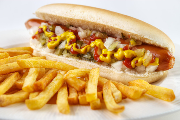 hot dog z frytkami - Zdjęcie, obraz