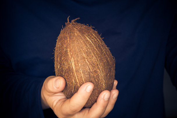 Businessman keep fruit coconut hand - Foto, Imagem