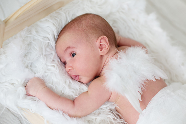 roztomilý novorozeně s angel wings - Fotografie, Obrázek