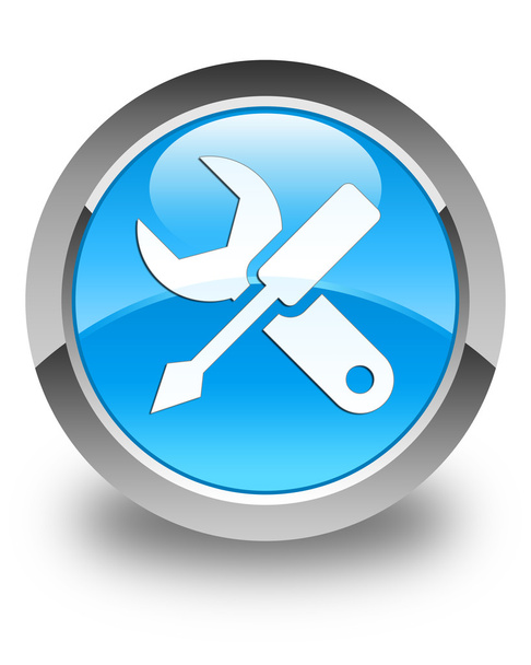 Nastavení ikony lesklý azurová modrá kulaté tlačítko - Fotografie, Obrázek