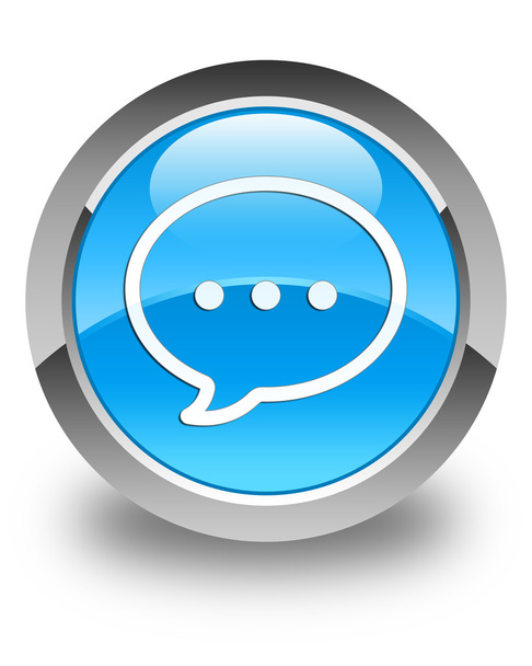 Praat bubble pictogram glanzende cyaan blauw ronde knop - Foto, afbeelding