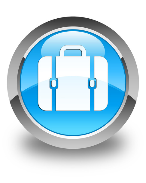 Tasche Symbol glänzend cyanblau runden Knopf - Foto, Bild