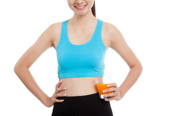 Asian healthy girl drinking  orange juice - Photo, image