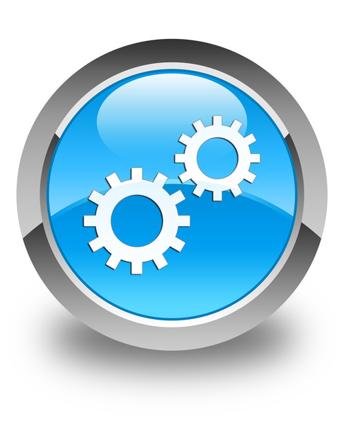 Process icon glossy cyan blue round button - Zdjęcie, obraz